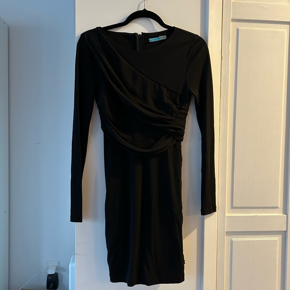 Alice + Olivia Ruched/Drape Detail Long Sleeve Mini Dress